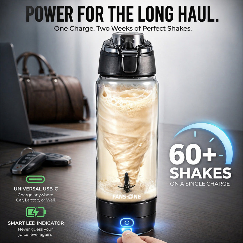 Electric Protein Shaker Bottle – No Clumps, Smooth Every Time |USB-C Rechargeable Vortex Mixer | Leakproof Double-Lock Lid| 24oz BPA-Free Tritan| Blender For Protein Shakes & Meal Replacement