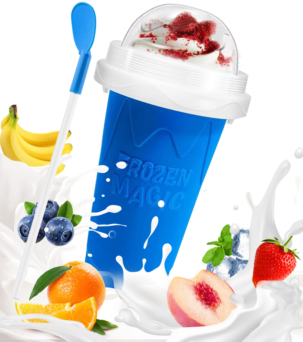 Slushie Cup, DIY Magic Slushy Maker Cup, Cool Stuff Things Gadgets for Juices Milk Yogurt Ice Cream Make, Quick Frozen Slushy Cups with Lids & Straw for Boys Girls Teens Kids