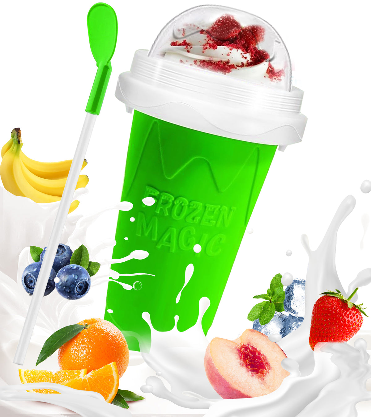 Slushie Cup, DIY Magic Slushy Maker Cup, Cool Stuff Things Gadgets for Juices Milk Yogurt Ice Cream Make, Quick Frozen Slushy Cups with Lids & Straw for Boys Girls Teens Kids