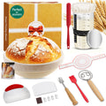 Complete Sourdough Starter Kit, 9 Inch Bread Proofing Basket, 24 Oz Sourdough Starter Jar Kit, Sourdough Bread Baking Supplies, Sour Dough Starter Kits for Beginners Home Bakers Wife Mom