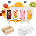 3 Set Popsicles Molds with Lids, Large Cake Pop Mold Cakesicle Mold 4 Cavities with 100 Wooden Sticks, Silicone Reusable Ice Pop Molds for Cake Pops, Ice Pops, Cakesicles, Ice Cream