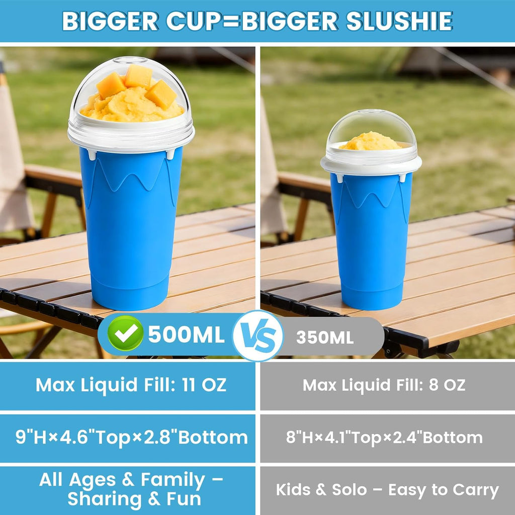 500ML Slushie Cup, DIY Magic Slushy Maker Cup, Cool Stuff Things Gadgets for Juices Milk Ice Cream Make, Quick Frozen Squeeze Slushy Cups with Lids & Straw for Teens Kids Family