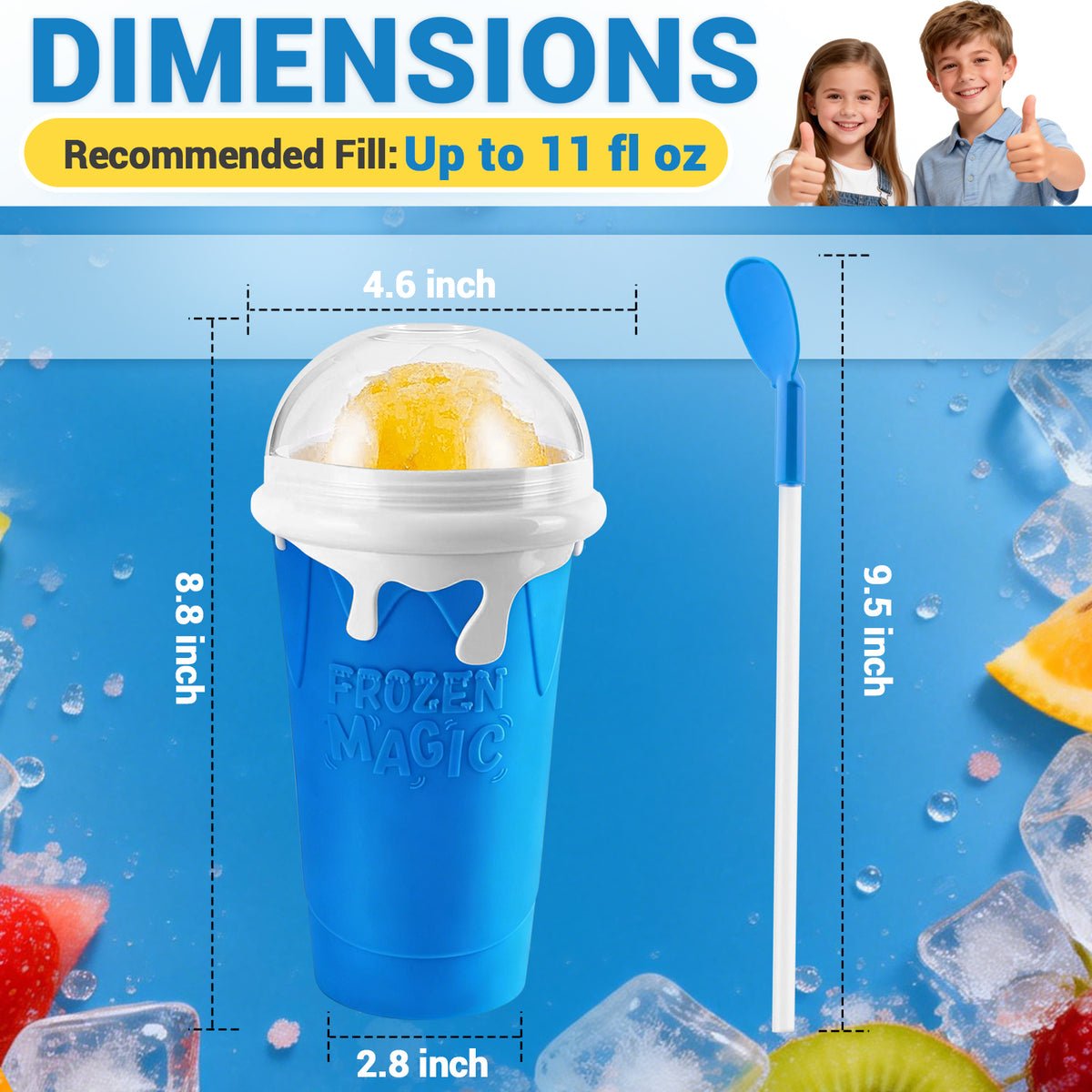 Slushie Cup, DIY Magic Slushy Maker Cup, Cool Stuff Things Gadgets for Juices Milk Yogurt Ice Cream Make, Quick Frozen Slushy Cups with Lids & Straw for Boys Girls Teens Kids