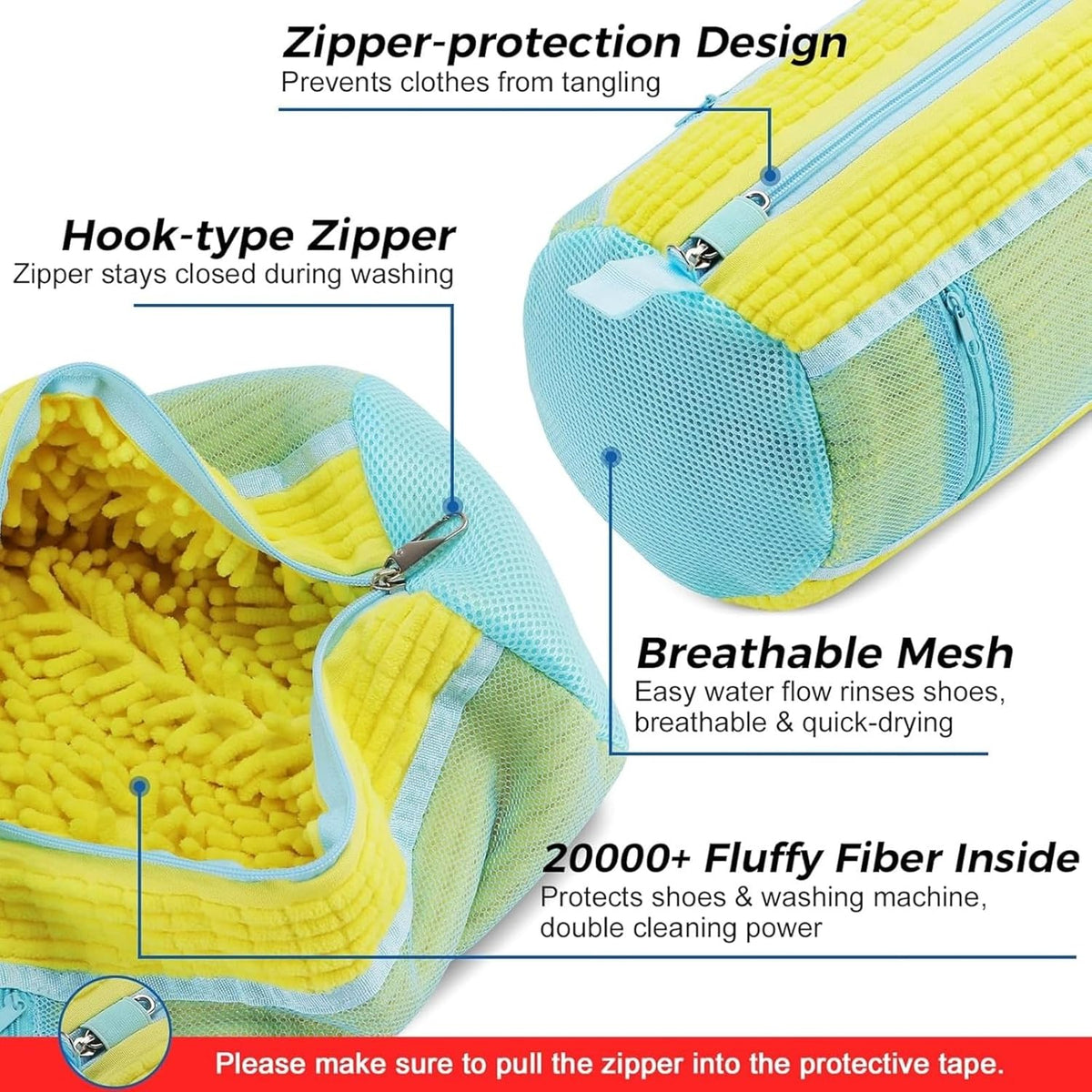 Shoe Washing Machine Bag 2 Pack, Laundry Shoe Bags with Insole Pocket, Reusable Shoe Cleaning Bags for Washer and Dryer, Protective 360° Deep Clean for Sneakers Tennis All Shoes Types