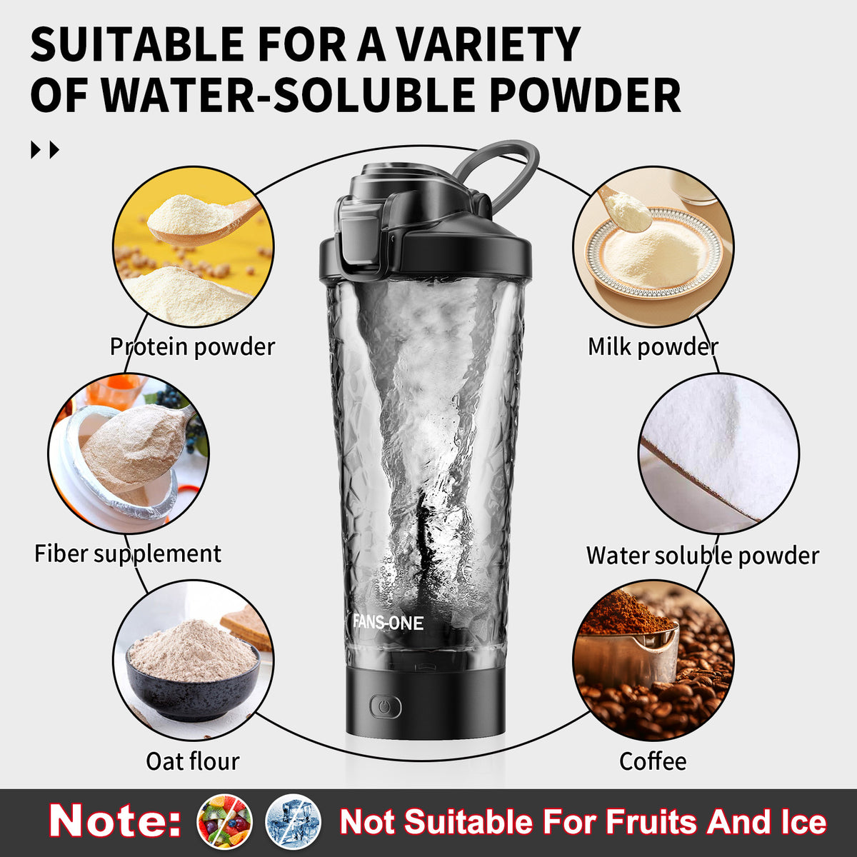 Premium Electric Protein Shaker Bottle, 24 oz Lockable Blender Shaker Bottles, Made with Tritan, BPA Free, USB Rechargeable Mixer Blender Cup for Protein Shakes, Black